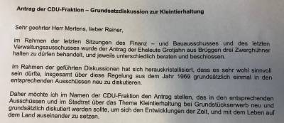 Antrag der CDU zur Kleintierhaltung aus Februar 2020.  - Antrag der CDU zur Kleintierhaltung aus Februar 2020. 