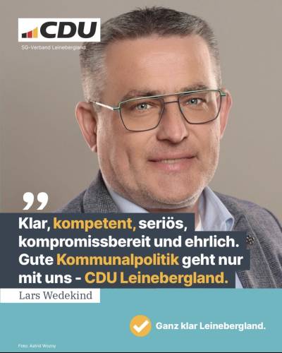 F�r den Samtgemeinderat Leinebergland am 13.09.2026 - Lars Wedekind w�hlen ! 