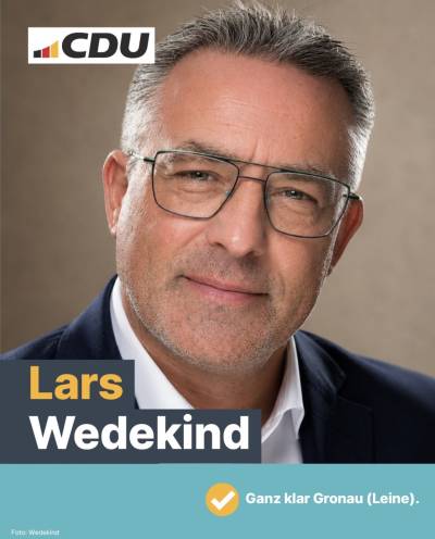 Lars Wedekind tritt am 13.09.2026 zur Kommunalwahl f�r die CDU Gronau (Leine) an ! 