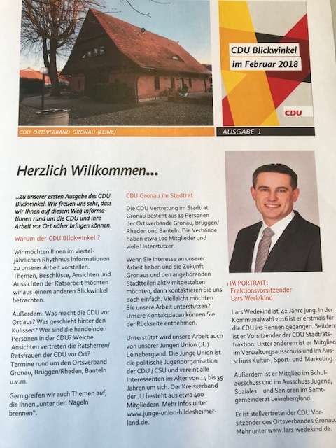CDU - Blickwinkel 1. Ausgabe 2018 !!! 