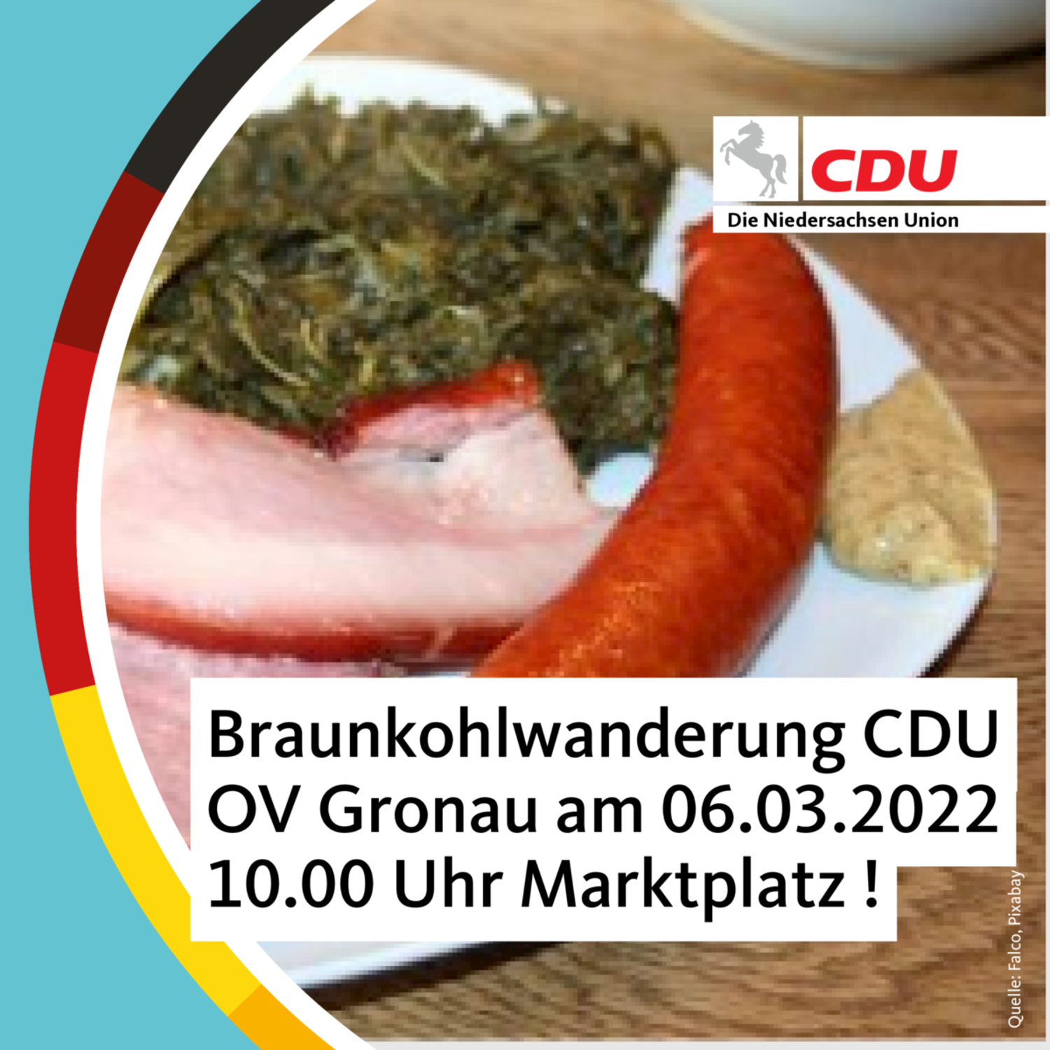 Einladung zur Braunkohlwanderung des CDU OV Gronau (Leine) im März 2022. 