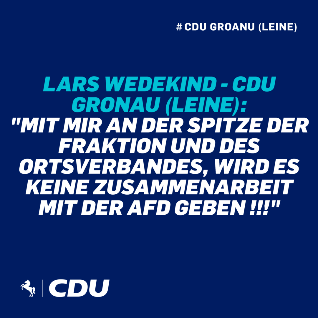 Klare Aussage und ganz klare Position des CDU Fraktions - und Ortsverbandsvorsitzenden Lars Wedekind.